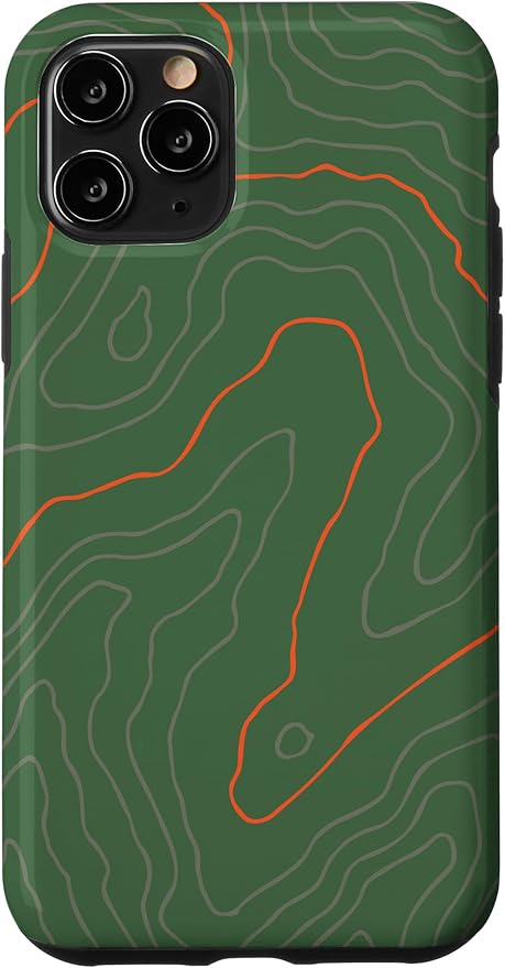 Backcountry Topo Guide Orange Lines Topographical Map Case for iPhone 11 Pro