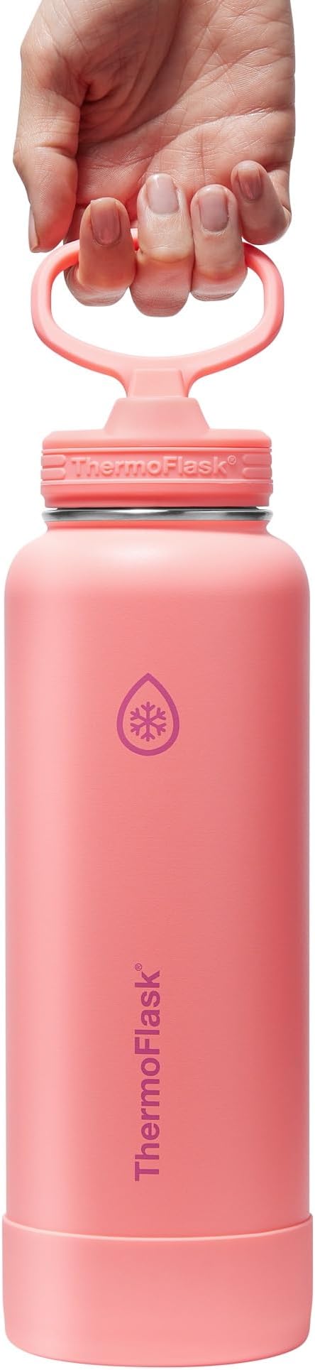 ThermoFlask 40 oz Double Wall Vacuum Insulated Stainless Steel Water Bottle with Straw Lid, Sunkissed Coral