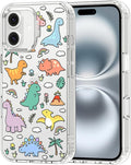 MOSNOVO Case for iPhone 16 Plus, [Buffertech 6.6ft Military-Grade Drop Protection] [Anti Peel Off Tech] Clear TPU Bumper Phone Case Cover Design - Dinosaur Land