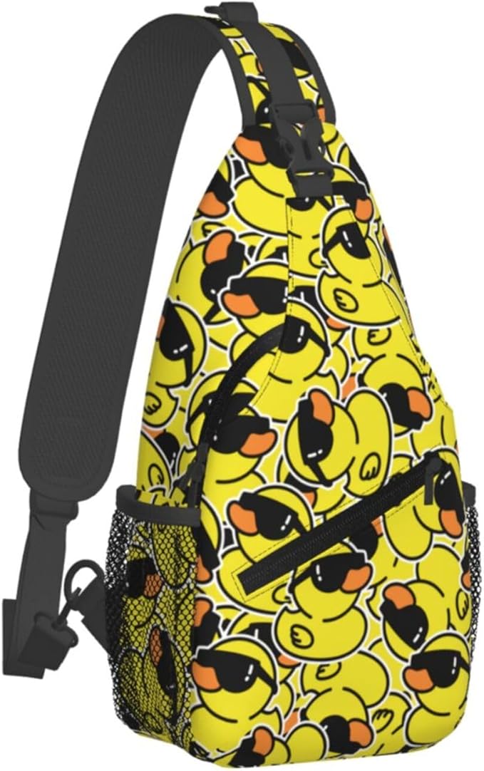 Cartoon Duck Sling Bag For Women Men Cute Yellow Duck Backpack Crossbody Shoulder Bag Sling Backpack Chest Bag Travel Hiking Casual Sport Daypack