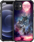 for iPhone 11 Case, Star Two Wolfs Howling Pattern Graphic Design Girl Boy Soft Silicone Hard Acrylic Shock Protection for iPhone 11