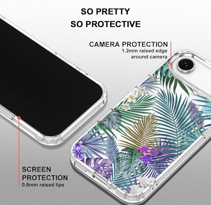 MOSNOVO for iPhone Air Case | Military Grade 6.6ft Drop Tested | Camera Control | Clear with Tropical Rainforests Design