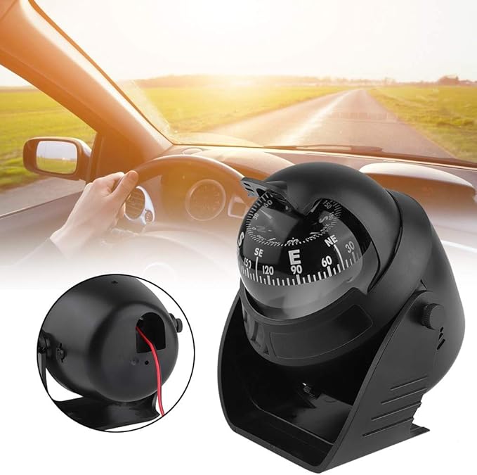 Vehicle Dashboard Compass LED Light Auto Dash Mount Navigation Automobile Direction Indicator for Car Boat Truck