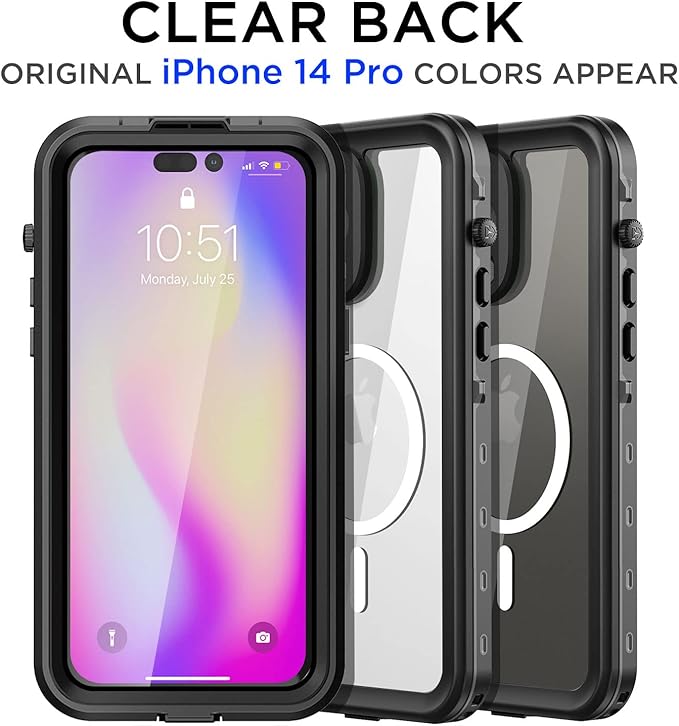 AICase for iPhone 14 Pro Case Waterproof, Compatible with Magsafe Magnetic Protective iPhone 14 Pro Phone Case, Water Proof Mag Safe Magnet Shockproof Full Body Clear with Screen Protector
