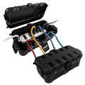 Flemoon [2 Pack] Outdoor Electrical Box Waterproof, Medium Weatherproof Electrical Box (11.5x5.2x4 inch) w/6 Cable Entry Ports, Extension Cord Cover for Power Strip, Timer, Plug, Holiday Light, Black