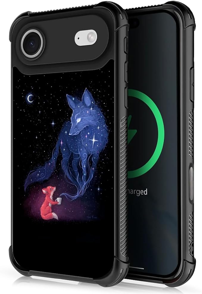 for iPhone 17 Air Case,for MagSafe Graphic Design for Girl Boy Soft Silicone Hard Acrylic Shock Protection Designed for iPhone 17 Air Galaxy Fox Wolf Pattern