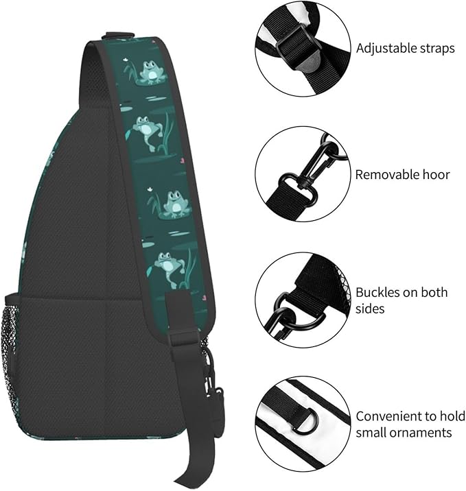 Funny Frogs In The Swamp Sling Bag For Women Men Fashion Backpack Crossbody Shoulder Bag Sling Backpack Chest Bag Travel Hiking Casual Sport Daypack