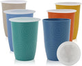 Homienly Wheat Straw Cups,Unbreakable Drinking Glasses 16oz,6-Pack Dishwasher Safe Cups with Lids for Parties,Beach-Colorful