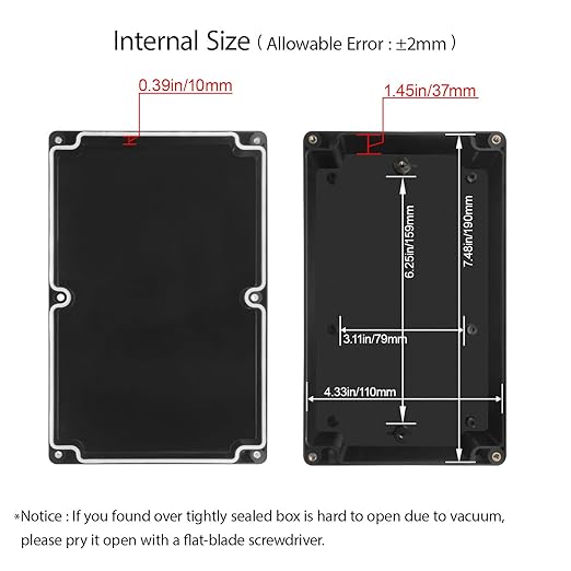 LeMotech Project Box ABS Plastic Junction Box IP65 Waterproof Hobby Box Electrical Boxes Universal Enclosure for Electronic Black 7.8 x 4.7 x 2.2 inch(200x120x56mm)（Pack of 1