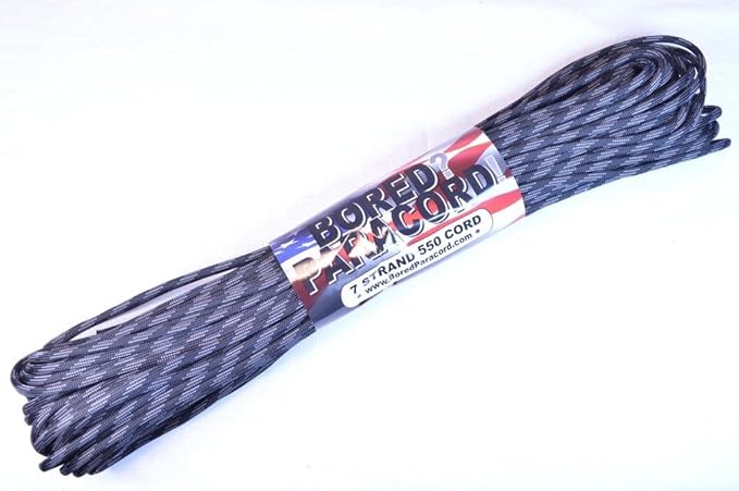 BORED? PARACORD! 550 lb Paracord – Ideal for Crafting, DIY Projects, Camping, Military & Active Outdoors – 300+ Colors – Tactical Parachute Cord Type III – Strong - Touch of Grey 100 Feet