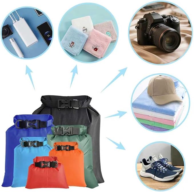 6PCS Dry Bags Waterproof, Lightweight Dry Bags for Kayaking Waterproof，Outdoor Waterproof Bag for Kayaking Hiking Boating Camping