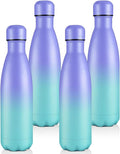 Volhoply 17oz Insulated Water Bottles MultiPack, BPA Free Water Bottle for Kids, Gym, Travel, Sports, Available in Packs of 1, 4, or 8（Purple Blue,4 Pack）
