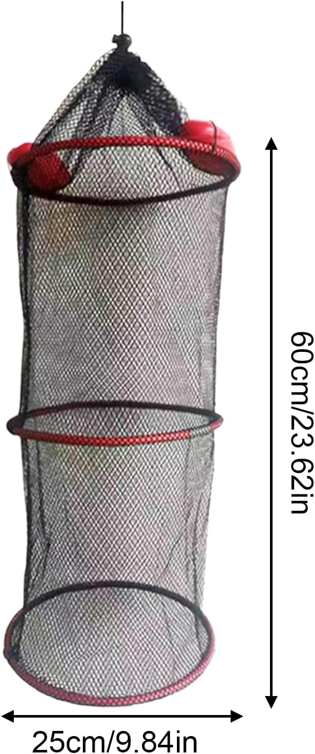 Fish Basket – 25x30cm/25x60cm/25x90cm Nylon, Portable Net Pen, Live Catch System | Perfect for Bank Fishing Activities, Boat Side Storage, Bait Preservation Needs, Outdoor Sports Gear