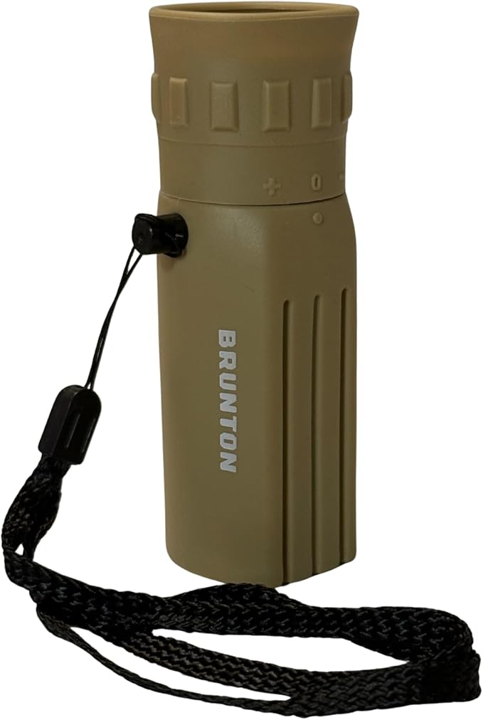 Brunton LITE TECH 8x22 Monocular, Coyote Tan, BaK-4 Prism Glass, Multi-Coated Rubber Armor, Compact Design with Wrist Lanyard