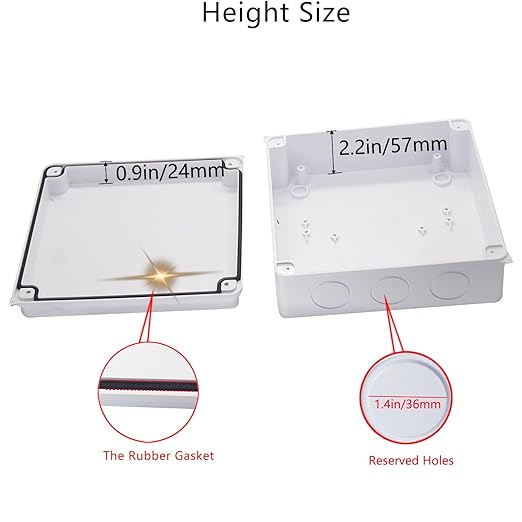 Junction Box Dustproof Waterproof IP65 ABS Plastic Electrical Boxes, Indoor & Outdoor Electrical Power Cord Enclosure Universal Project Box DIY Case White 7.9 x 7.9 x 3.1 inch (200x200x80mm)