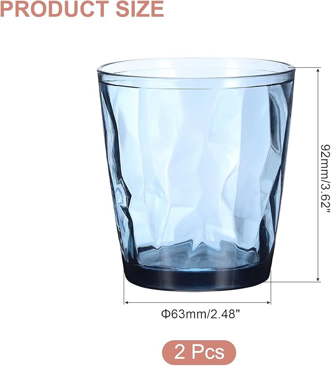 uxcell 10oz Acrylic Drinking Glasses, 2Pcs Plastic Reusable Tumblers Drinkware Unbreakable Water Glasses Cups Stackable & Dishwasher Safe for Home Outdoors Restaurant, Grey Blue