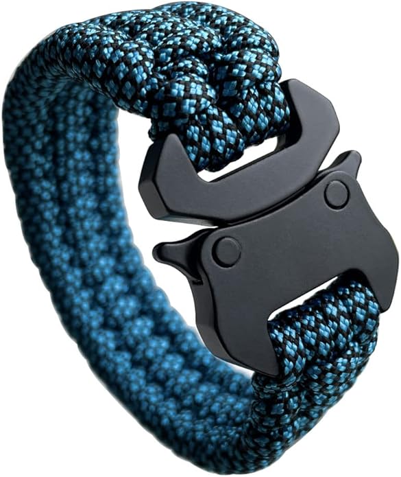 Parachute Cord Bracelets Trilobite Weaved Paracord Bracelet with Side Release Buckle 8.7 inch Black Bracelet for Men Women 1 Set
