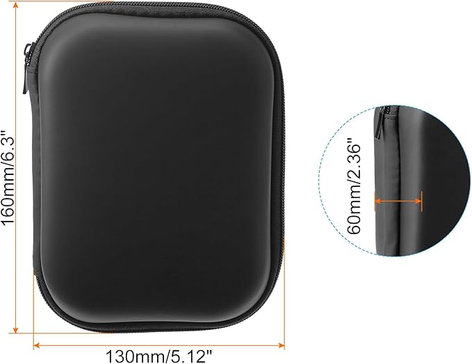 PATIKIL 6.3x5.12 Electronic Organizer Case, 1Pcs EVA Hard Waterproof Rectangle Travel Carrying Case with Zipper for Digital Multimeter, Camera, Charger Cord, Earphone, Black