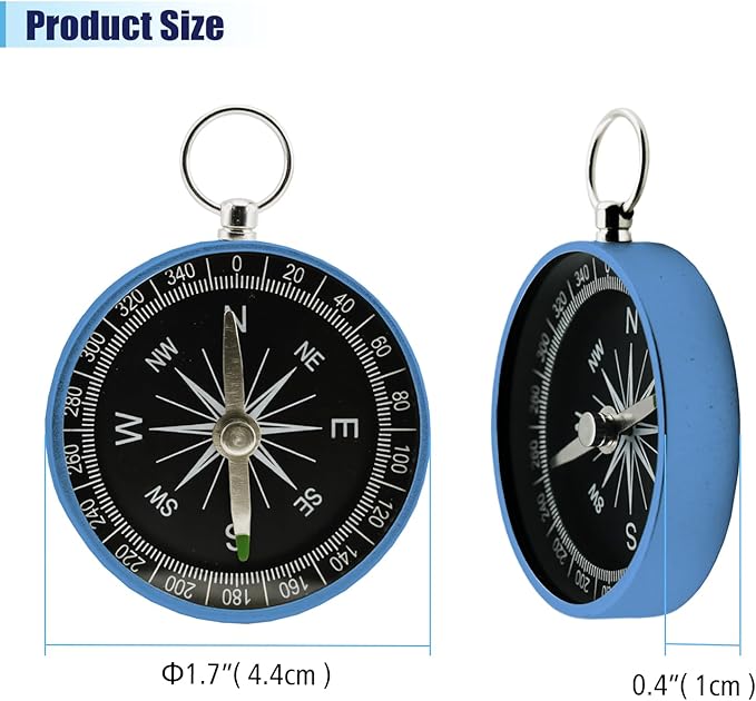 Pocket Compass, 2 Pieces Mini Compass with Key Ring, Suitable for Hiking Survival, Mountaineering Camping, Outdoor Adventure Party Navigation Tools