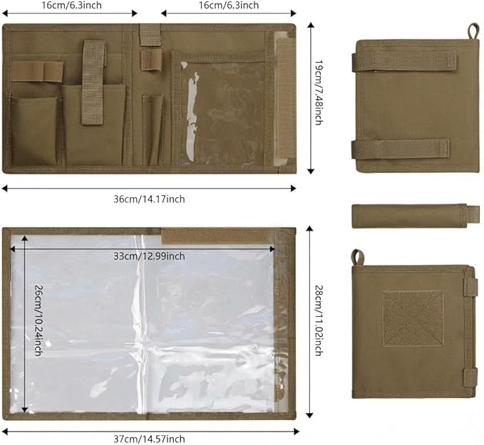 KOSIBATE Map Case, Military Map Protector, Water-Resistant Map Pouch Holder for Outdoors or Hiking