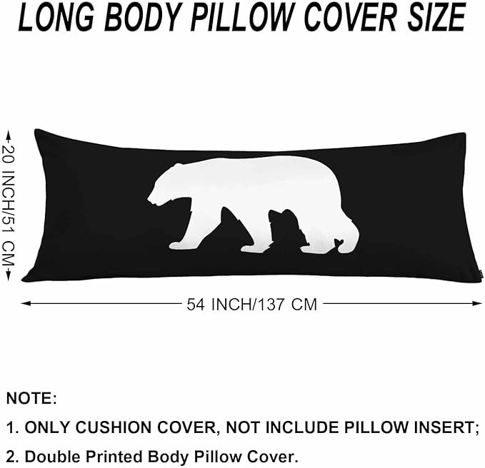 20"X54" Body Pillow Case Bear, Polar Bear Side Sleeper Body Pillow Covers Long Pillow Case Protector Accent Throw Pillow Cushion Cover for Couch Bed Sofa Car