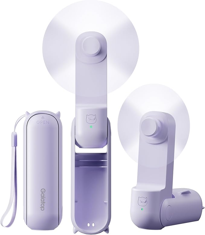 Gaiatop Portable Handheld Fan, 3 in 1 Mini Fan Handheld [17h Max Cooling], Foldable Personal Fans Pocket Design, USB Travel Fans Portable, Lash Trip Summer Essential Cute Gifts for Women Girl, Purple
