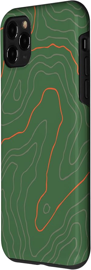 Backcountry Topo Guide Orange Lines Topographical Map Case for iPhone 11 Pro