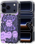MOSNOVO for iPhone 17 Pro Case | Military Grade 6.6ft Drop Tested | Camera Control | Clear with Good Vibes Design
