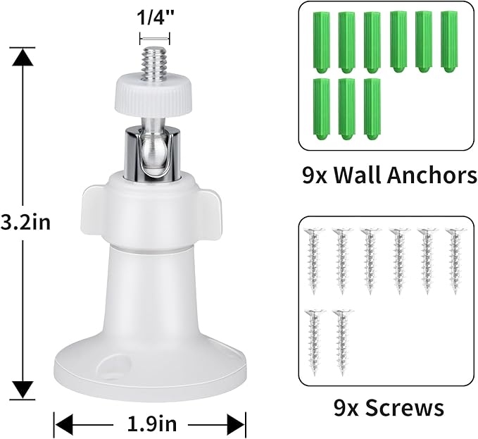 Wall Mount for All Arlo Camera, Arlo Ultra, Arlo Essential, eufyCam E/2C, Ultra/Ultra 2, & Others - Stick Up Cam Battery with 1/4 Screw Head （Camera not Included）(3pcs)