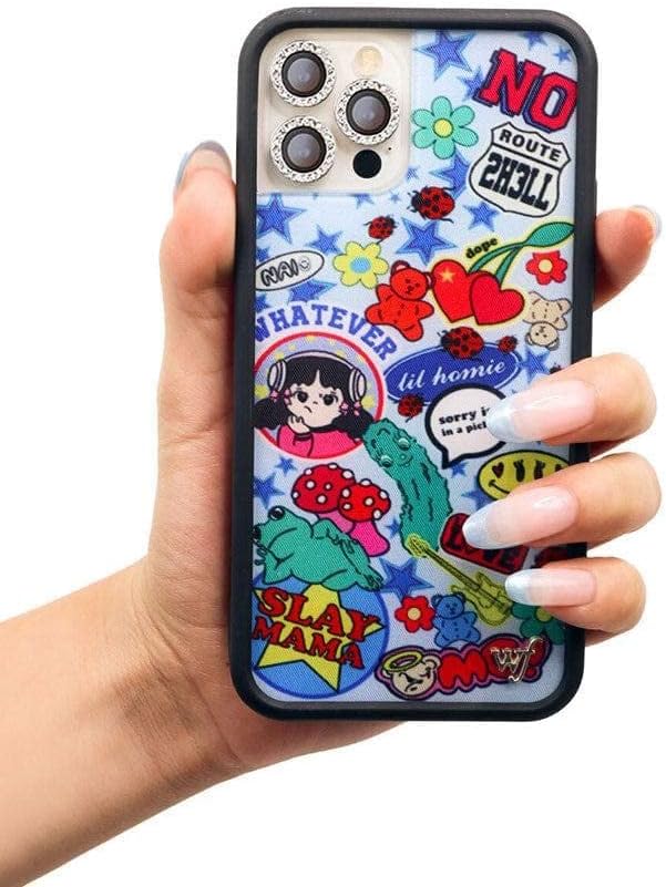 Wildflower Cases - Compatible with iPhone 13 Pro | Protective Black Bumper, 6.5ft Drop Test Certified, Women Owned Small Business | Blue, Cartoon, Red, Stickers, Stars | Collab - Nailea