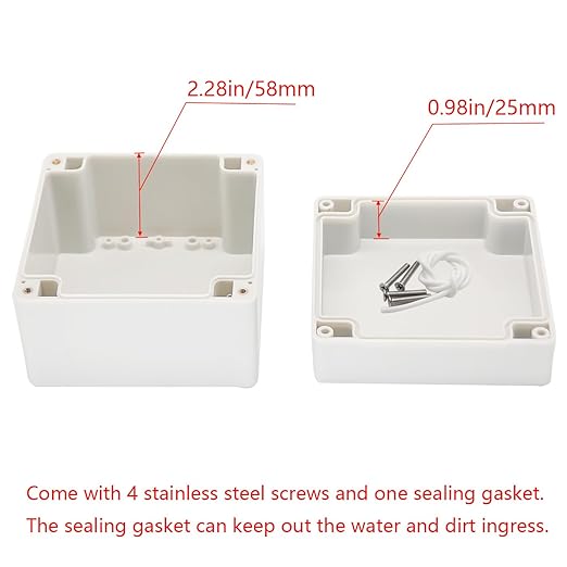 Project Box IP65 Waterproof Junction Box ABS Plastic Electrical Boxes DIY Electronic Project Case Power Enclosure White 4.72x4.72x3.54 inch (120 x 120 x90 mm)