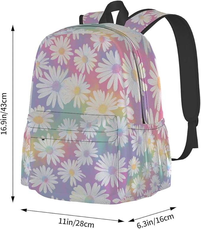 cfpolar 17 Inch Backpack Cute Daisy Flower Laptop Bag Shoulder Bag School Bookbag Casual Daypack For Boys Girls,A-10