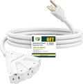 EP 6 Ft Outdoor Extension Cord with 3 Electrical Power Outlets - 16/3 SJTW White Cable with 3 Prong Grounded Plug for Safety Great for Christmas Lights, Garden and Major Appliances