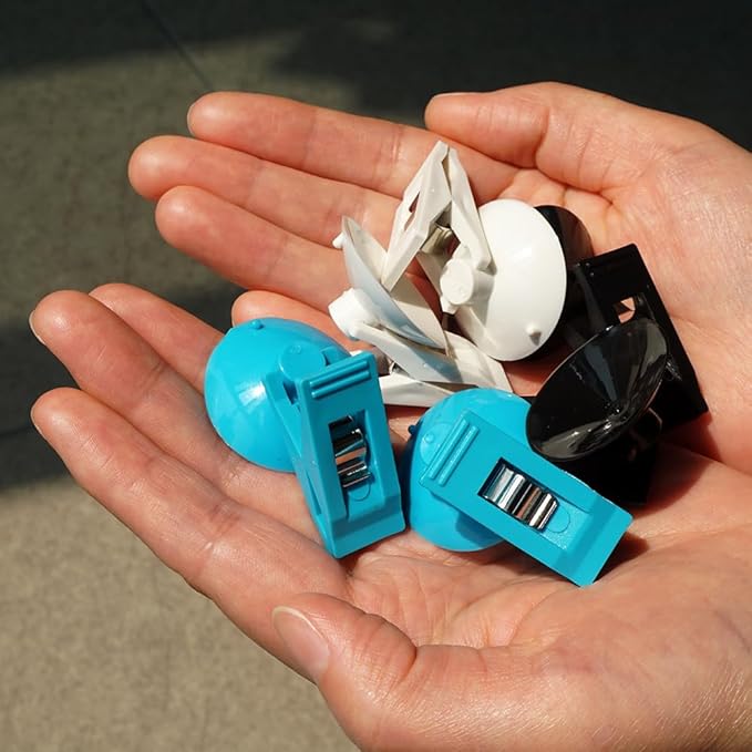 Multi Purpose Suction Cup Clips, Car Sunshade Cloth Fixing Clip, Refrigerator Message Papers Clip (Blue-6)