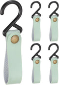 uxcell 5pcs PU Leather Hooks, Leather Straps with Hooks, S-Shape Hooks for Outdoor Camping Hanging Pots Pans Utensils Green