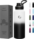 Sports Water Bottle 40oz, Insulated Water Bottle with Handle,Stainless Steel,Simple Modern,Suitable for Travel, School, Boy, Girl(Day & Night)