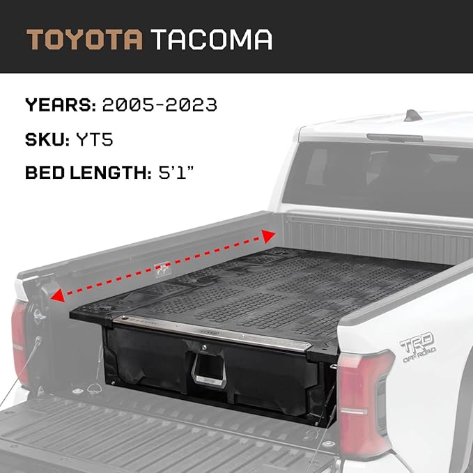 DECKED Truck Bed Storage System with System Accessories | Compatible with Toyota Tacoma (2005-2023) 5'1"