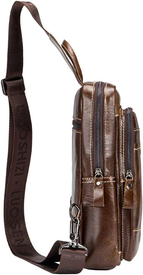 Leather Sling Bag Backpack Daypack Handbag for Men Women Outdoor Travel Camping Fishing Hunting Hiking Crossbody Shoulder Chest Pack Bags