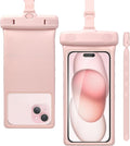 wellhouse Waterproof Phone Pouch, Waterproof Phone Case for iPhone 16 15 14 13 Pro Max XS Samsung, IPX8 3D Cellphone Dry Bag Beach Essentials -Earl Pink