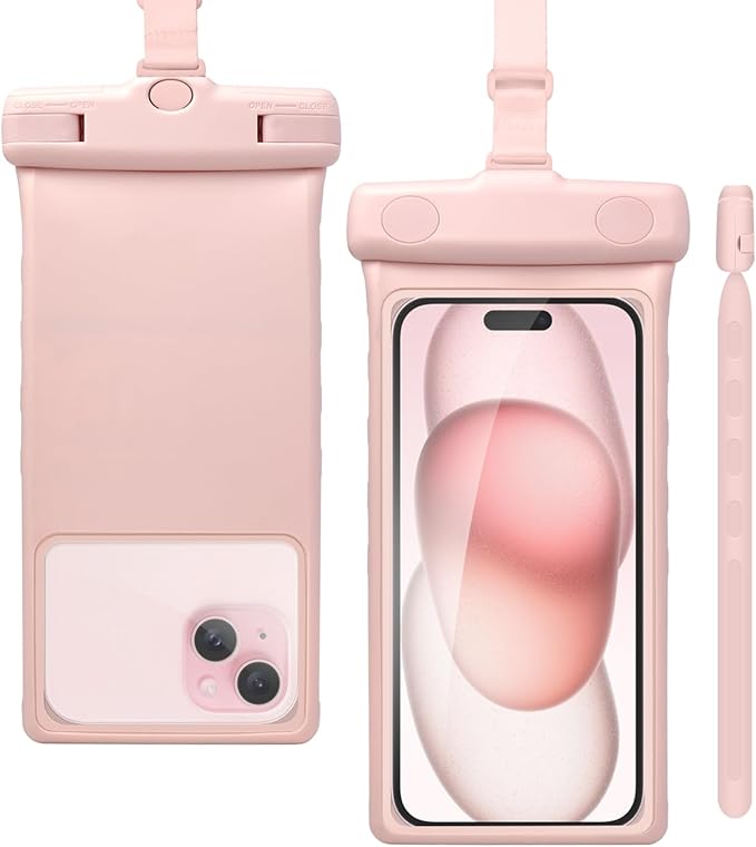 wellhouse Waterproof Phone Pouch, Waterproof Phone Case for iPhone 16 15 14 13 Pro Max XS Samsung, IPX8 3D Cellphone Dry Bag Beach Essentials -Earl Pink