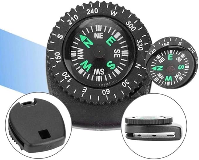 Black Button Mini Survival Compass for Hiking, Camping, Boating, Oil Filled Pocket Navigation Tool