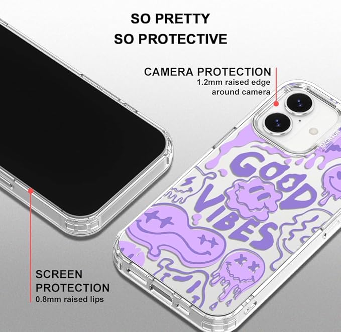 MOSNOVO for iPhone 17 Case | Military Grade 6.6ft Drop Tested | Camera Control | Clear with Good Vibes Design