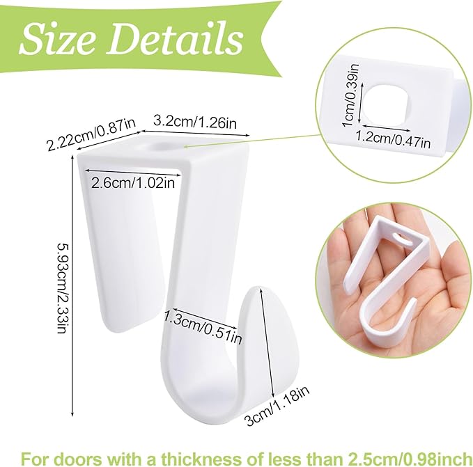 Over Cabinet Door Hooks, 8Pcs Plastic Over Door Single Hooks Multi-Purpose Over The Cupboard Drawer Hooks Space-Saving Hanger Extender Clips Hooks for Kitchen Bathroom Bedroom (White)