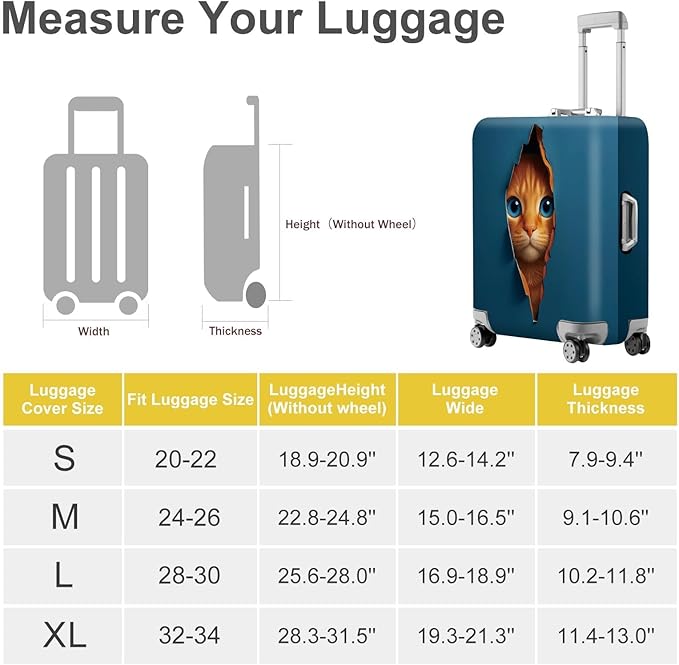 ANNA QUEEN 3D Cat Face Luggage Cover, Cute Peek Cat Suitcase Protector, Stretchable Washable Cover for 24-26 Inch Luggage