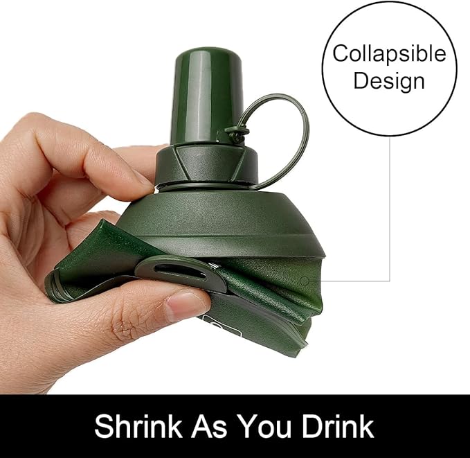 WILDREEDS 250ml Soft Flask, TPU Collapsible Soft Water Bottle for Hydration Pack, Running Vest, Folding Water Bottle for Hiking Cycling Climbing-2Pcs, Green