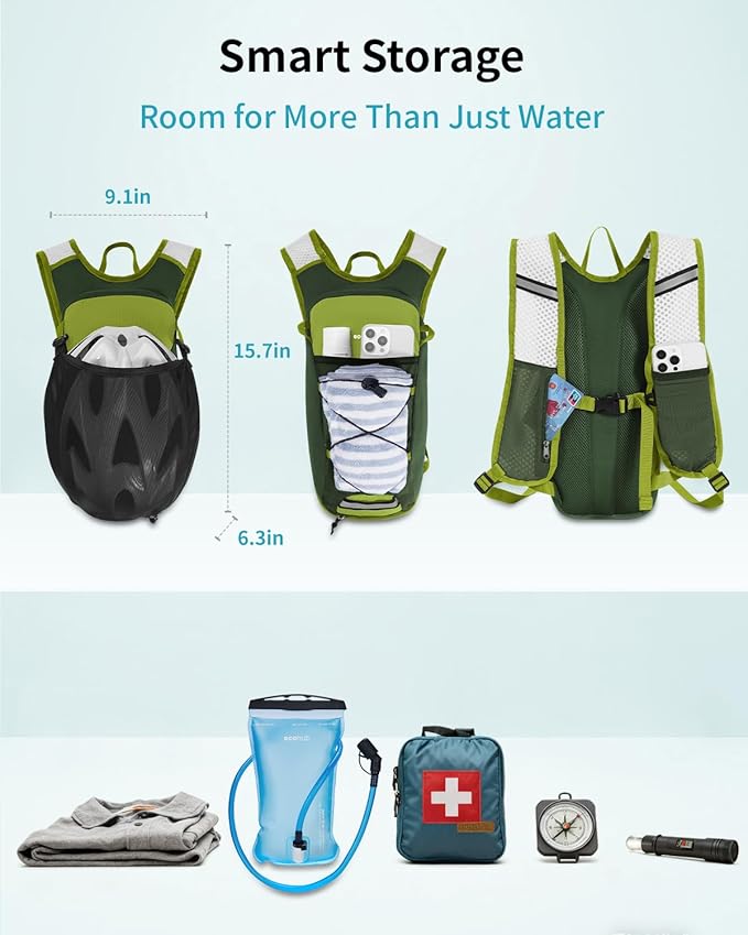 ECOHUB Hydration Backpack with 2L Water Bladder, Lightweight Running Hydration Pack for Men Women, Breathable Hiking Cycling Backpack for Outdoor Sports Marathon Travel