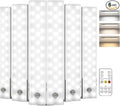 EZVALO 6-Pack Under Cabinet Lighting, 2000mAh Rechargeable Wireless Motion Sensor Lights, 62LEDs, 3 Color Temps, Dimmable, Timer, Magnetic, with Remote Control for Kitchen, Closet, Stair