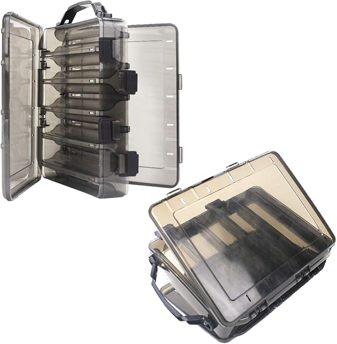 Fishing Tackle Box Set – 2-Pack Double-Sided Reversible Lure Organizer (Black,10-Slotx2)