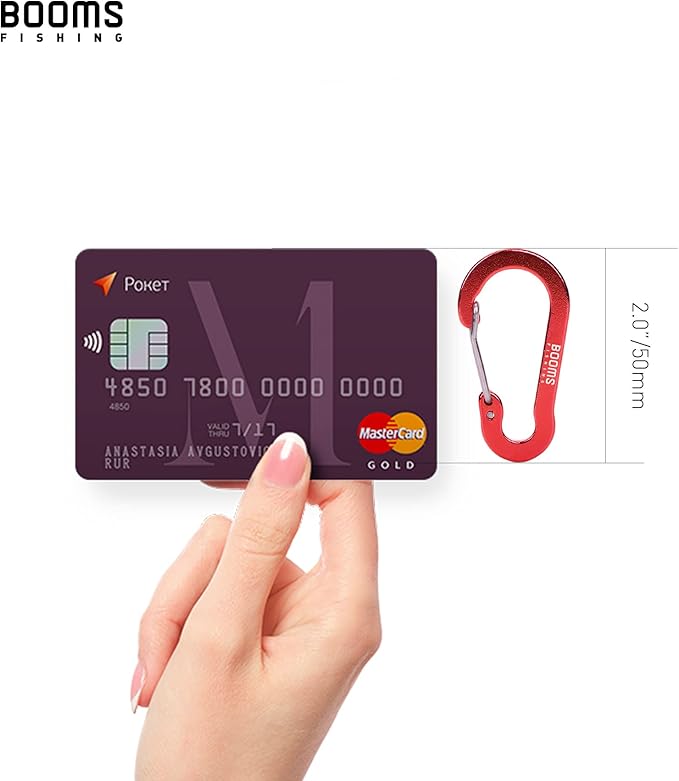 Booms Fishing CC1 Multi-Use Carabiner Clip, 6 Pack Small Caribeener Clips, Mini Keychain Caribeaner Clip 2 inch, Aluminum D Ring Carabiners, Multi-colored