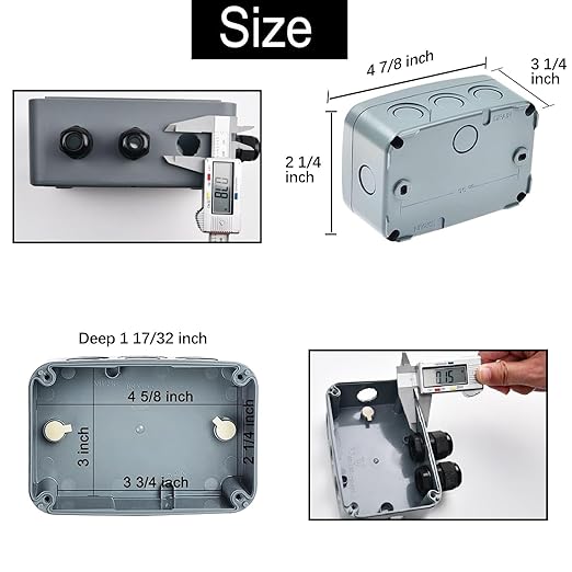 IP66 Outdoor Junction Box, Nineleaf 6PK Weatherproof Electrical Boxes with 24PK 20mm Cable Gland Kit(6 Set), PVC/ABS Plastic Enclosure Box Universal Watertight 4.9 x 3.3 x 2.3 inch (125x86x62mm)